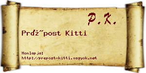 Prépost Kitti névjegykártya